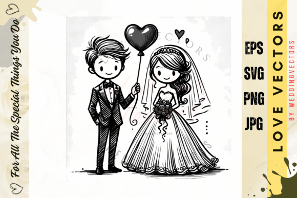 C3980: A Timeless Set of Wedding Couple and Love Vectors