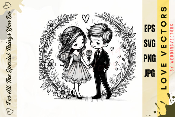 Capturing Matrimony: The C3966 Romantic Wedding Vector Set
