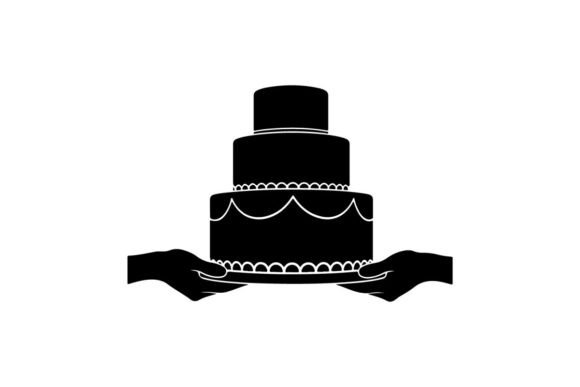 Elegant Wedding Cake with Bow Vector Ill: A Modern Silhouette Clip Art
