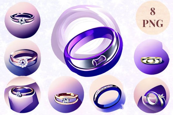 Elegant Wedding Ring Clipart: 7 PNGs for Your Creative Projects