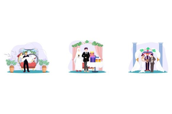 Modern Wedding Receptions Event Flat Design for Celebrations