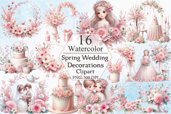 Spring Wedding Decorations Clipart: Floral Design Assets