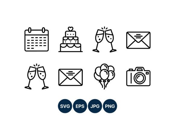 Wedding Celebration Line Icons Set: Your Go-To Visual Toolkit