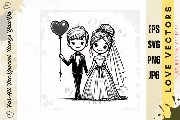Wedding Couple and Love Vectors - C3956: A Romantic Design Asset