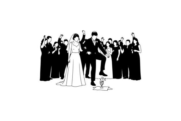 Wedding Couple Celebration with Guests: A Font for Joyful Moments