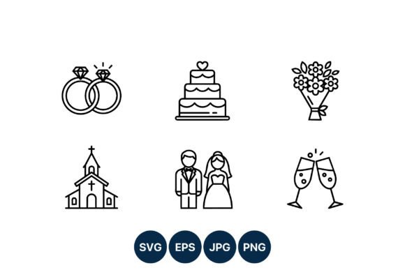 Wedding Ring Cake Bouquet Icons: A Designer's Essential Toolkit